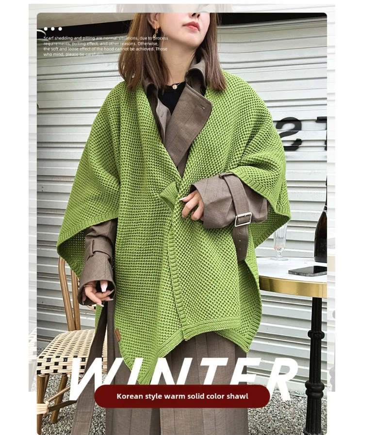 Vintage Cloak Sweater Autumn Winter New Comfortable Casual Loose Knitwear Cloak Outerwear