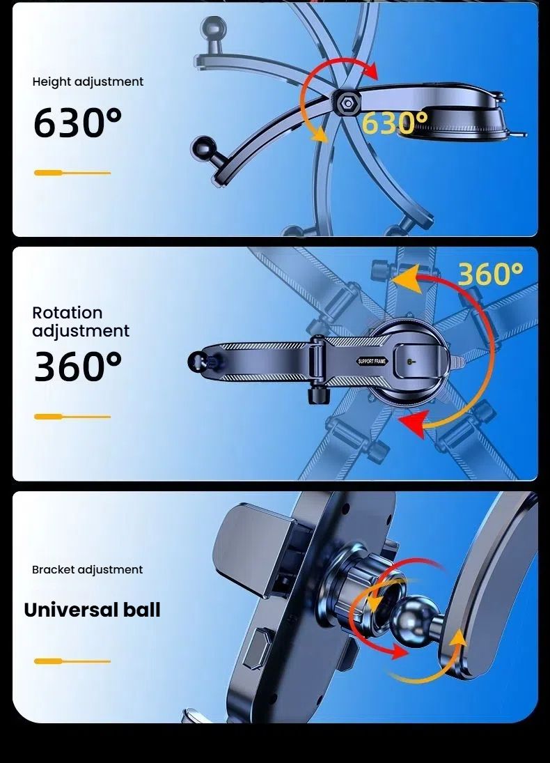 360 Cross-Border Car Phone Holder, Suction Cup Type, Car Support Frame