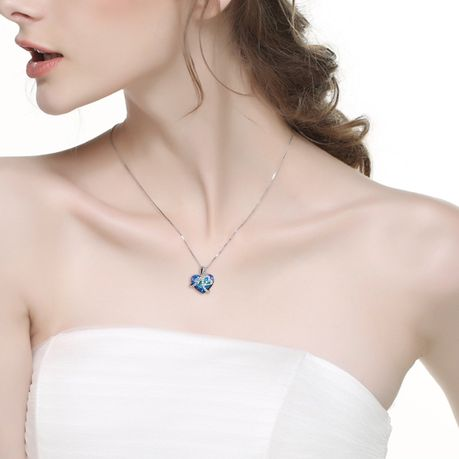 Elsa Heart Love Necklace with Stunning Blue Crystals