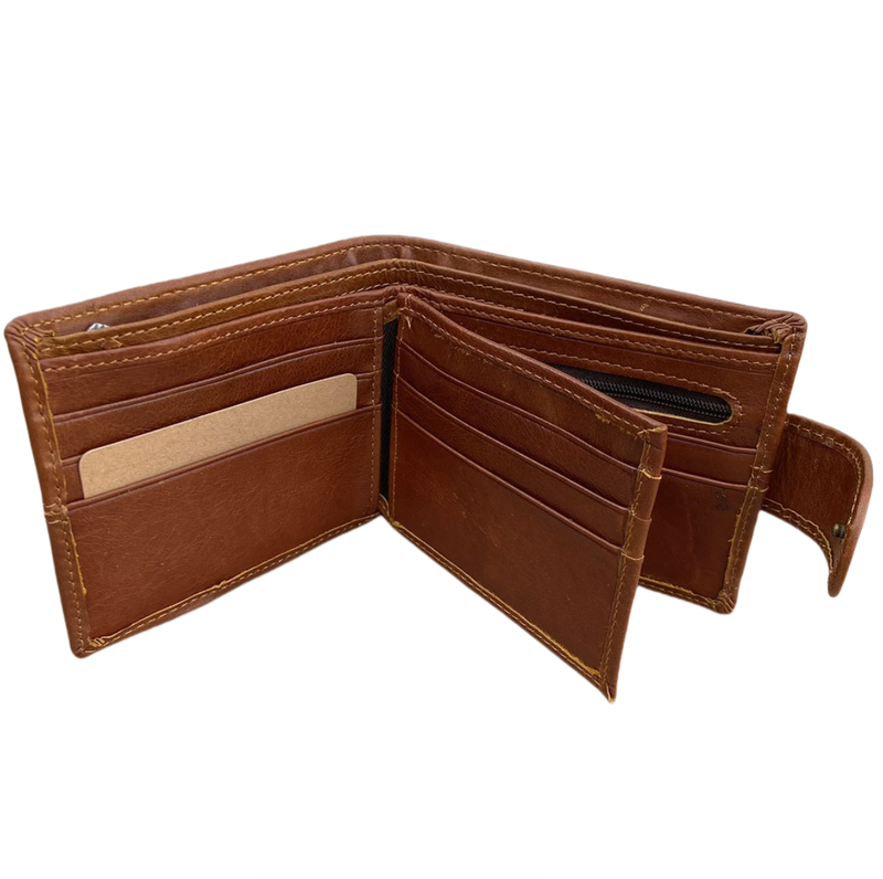 IPSTYLE Men's Wallet Genuine Leather Bifold Wallet for 11 Cards