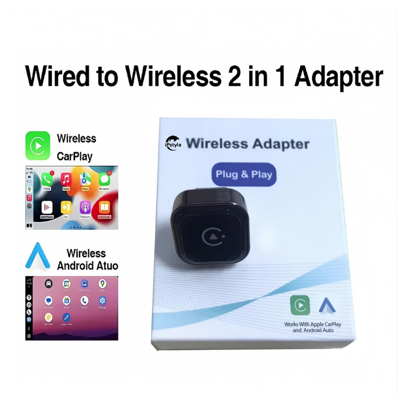 IPSTYLE 2in1 Mini Wireless CarPlay&Android Auto Adapter 5GHz WiFi