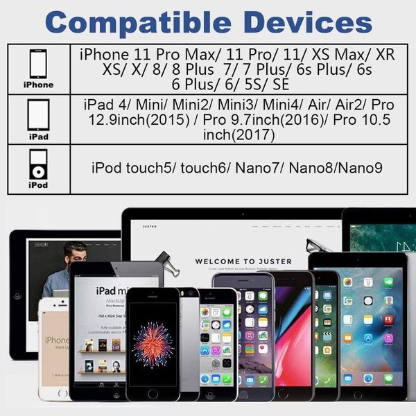 Lightning to USB Cable Charging Cable Compatible with iPhone and iPad