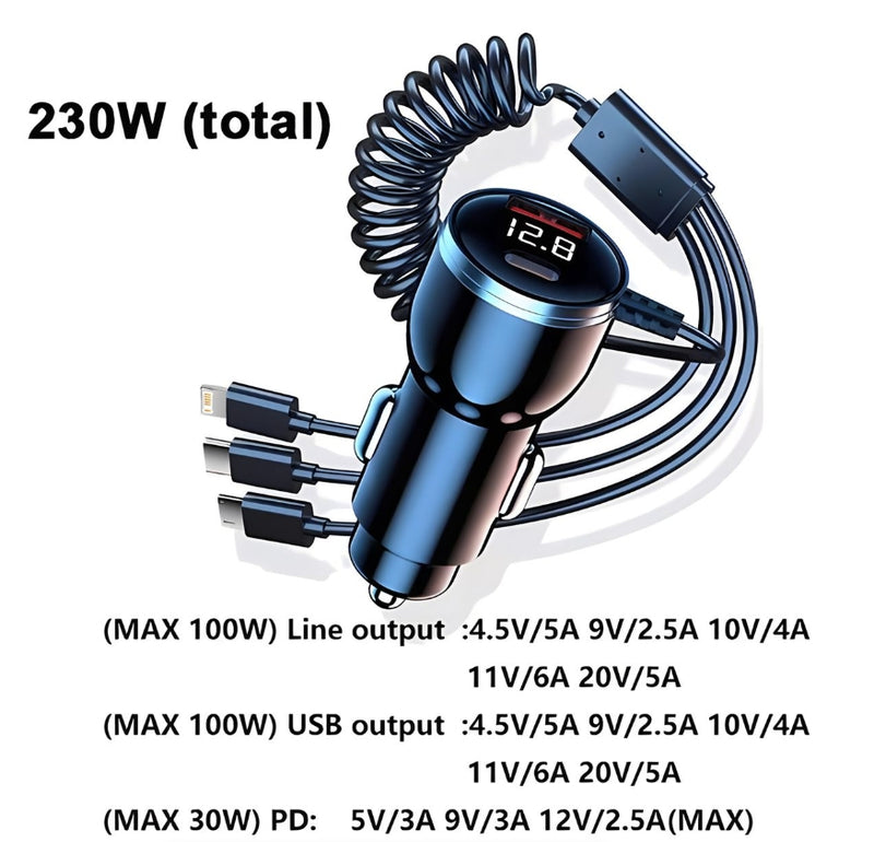 Car Charger 5 Ports Fast Charge PD QC3.0 USB C Car Phone Charger