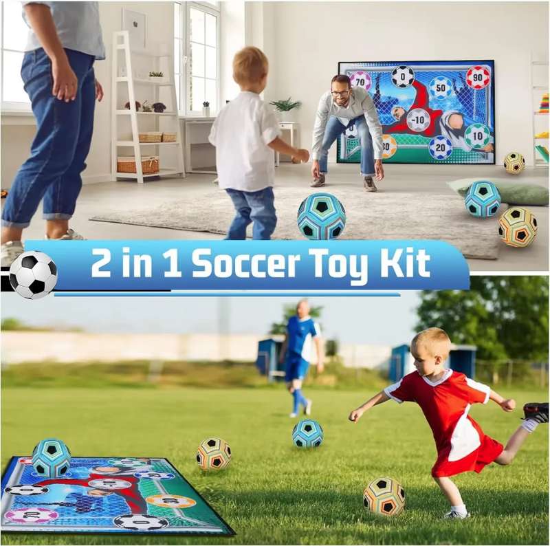 Soccer Ball Game Set for Kids Indoor Outdoor Backyard Toss Soccer Goal Game