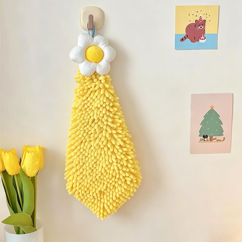 Cute Flower Hand Towel, Ultra-Soft Chenille Hanging Hand Drying Cloth - I PCS