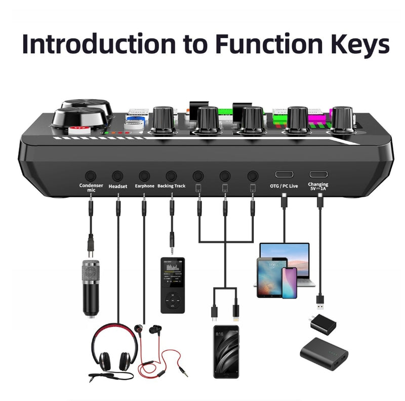 IPSTYLE DJ Equipment Microphone Sound Card Console Studio Sound Card Kit