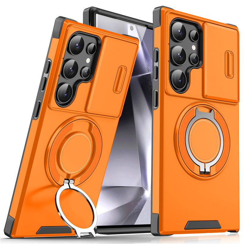 Slide Window Lens Protection Magnetic Ring for Samsung Galaxy S25 ultra Armor case