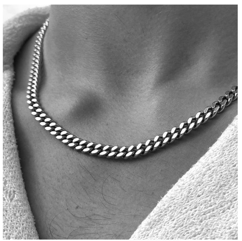Men Curb Cuban Link Chain Necklaces 316L Stainless Steel Bracelet Hip Hop
