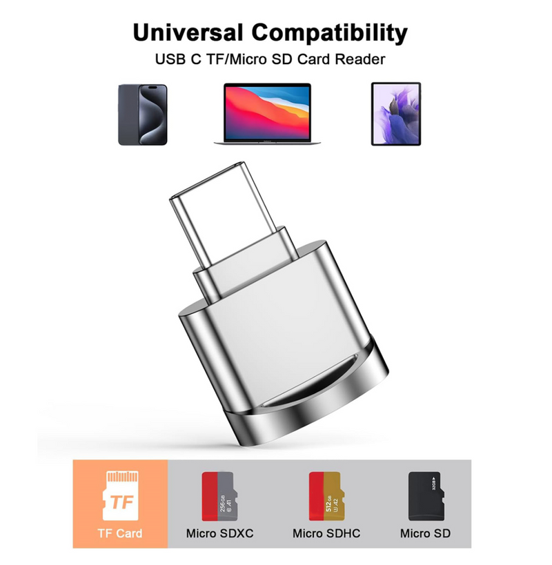 Micro-SD Card Reader Adapter, USB Type C to Micro-SD/TF Card Reader