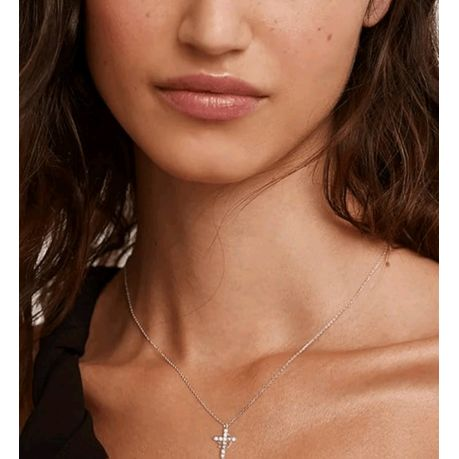 Silver Popular Cross with Crown Pendant Necklaces with Chain for Woman