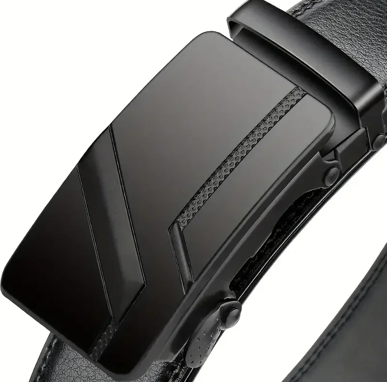 Fashion Automatic Buckle Belt PU Leather Black Male Jeans Belts for Men