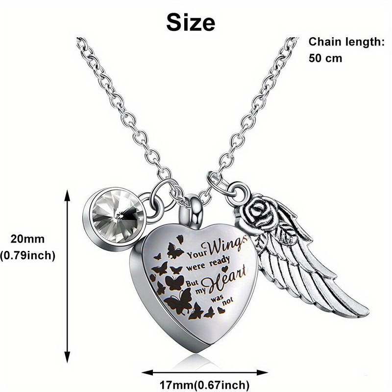 Necklace Angel Heart Wings Ashes Keepsake Cremation Memorial Urn For Gift