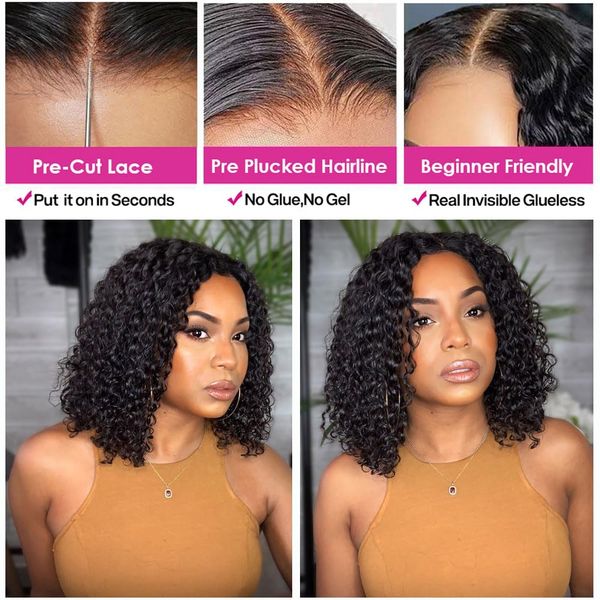 Peruvian Hair Water Wave Wig Curly Bob Wig 14 Inch