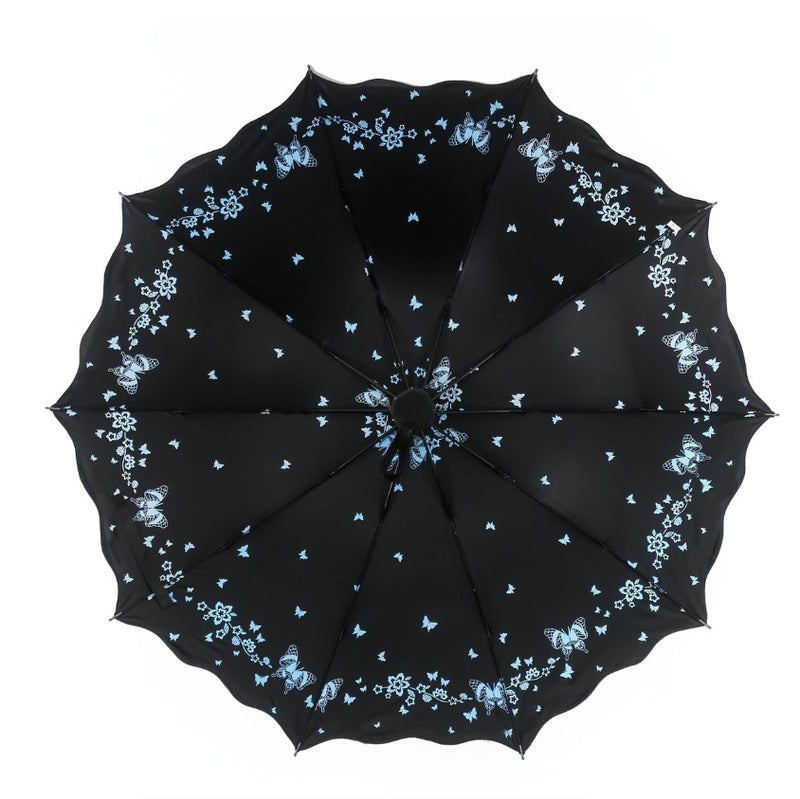 Sunny Rainy Days Umbrella Butterfly Print Umbrella Windproof UV Protection