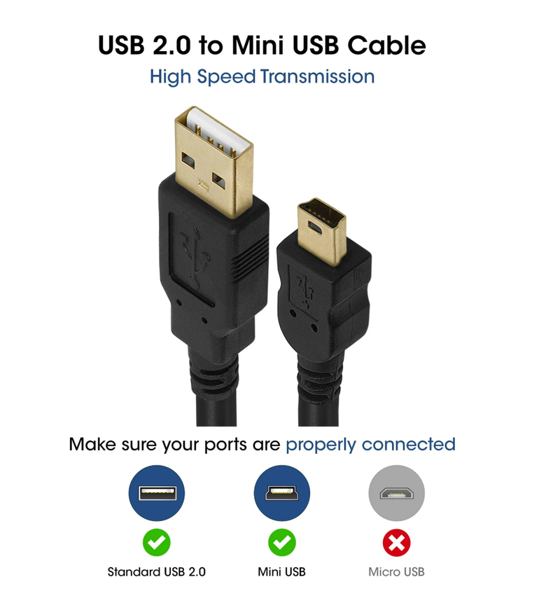 Mini USB Cable USB A to Mini B Data Transfer USB Charging Cable 5 Pin Cable -1.5M