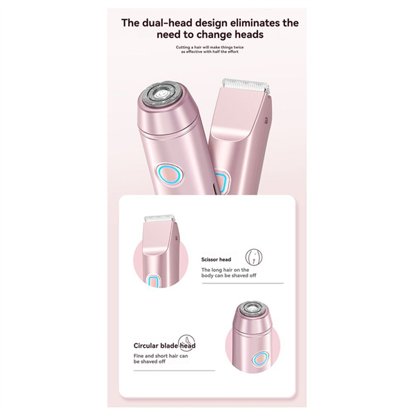 Bikini Epilator For Woman, Dual Head Precise Hair Trimmer, Wet Dry Painless Trimming Machine