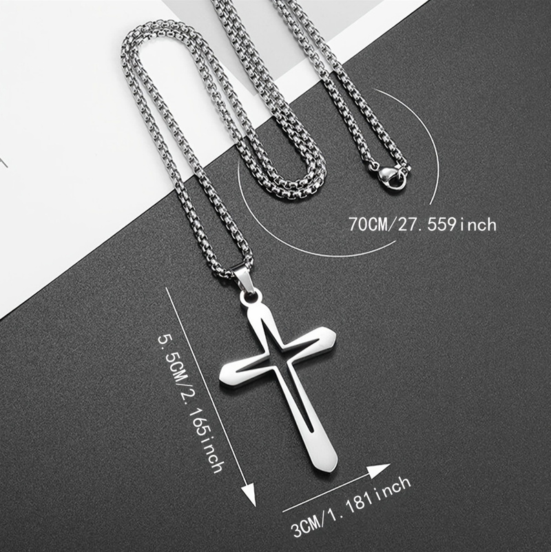 Simple Hollow Cross Pendant Men's Hip Hop Stainless Steel Necklace