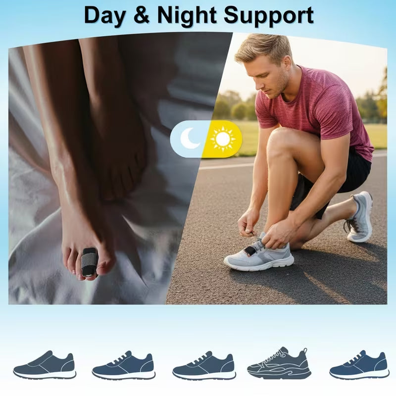 Hammer Toe Corrector with Aluminum Support, Detachable Velcro Toe Protection Splint Set