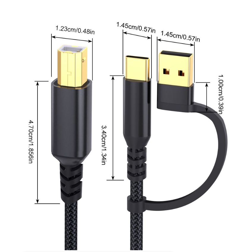 Printer Cable USB Printer Cord High-Speed USB B to USB C Fast cable