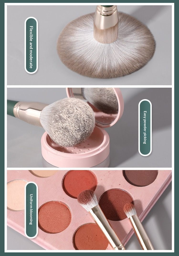 4 Pcs Green Cloud Makeup Brush Set, Soft Fluffy Bristles Full Face Cosmetic Brushes Kit, Beginner Friendly Beauty Makeup Tools With Storage Bag