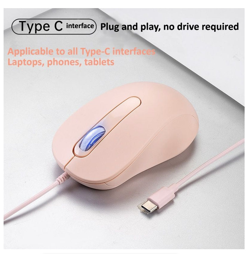 Type C Wired Mouse Gaming Mouse Silent Mouse for PC/Laptop/Desktop