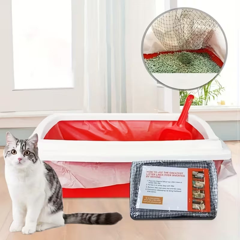 10Piece Large Disposable Cat Litter Filter Bags, Thick Plastic Sifting Litter Box Liners