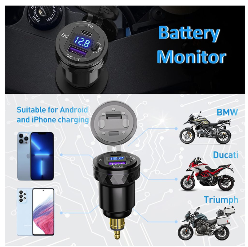 USB Type C PD Fast Car Charger Power Adapter Hella DIN Plug Socket
