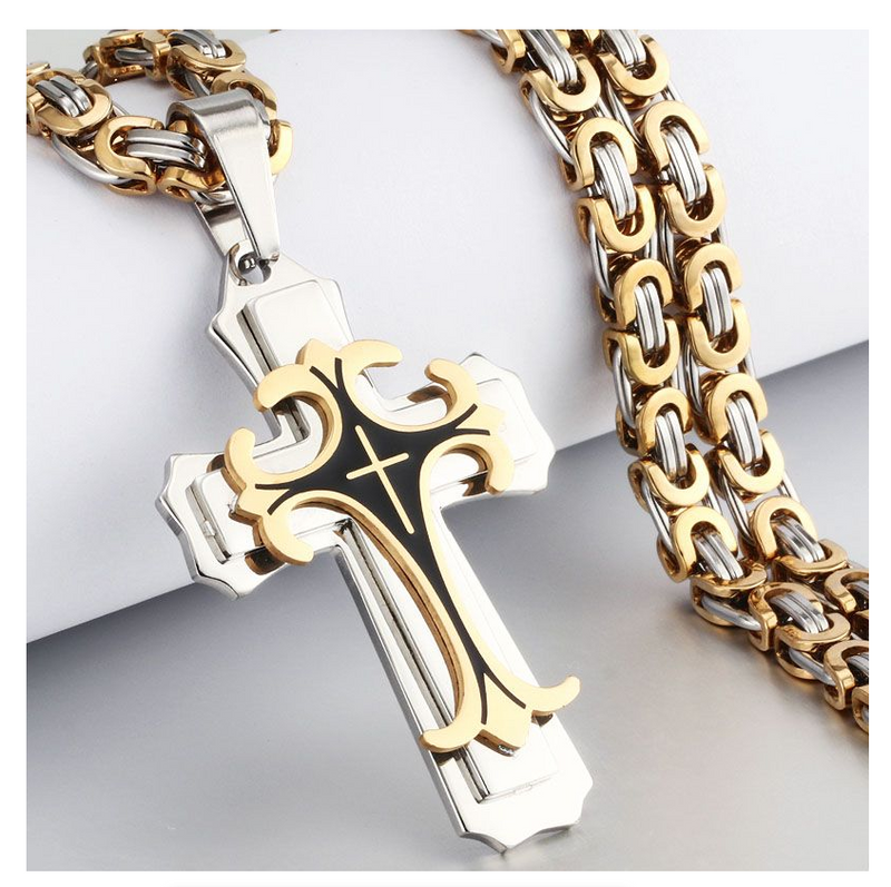 Cross Necklace Multi-layers Stainless Steel Cross Pendants Necklaces