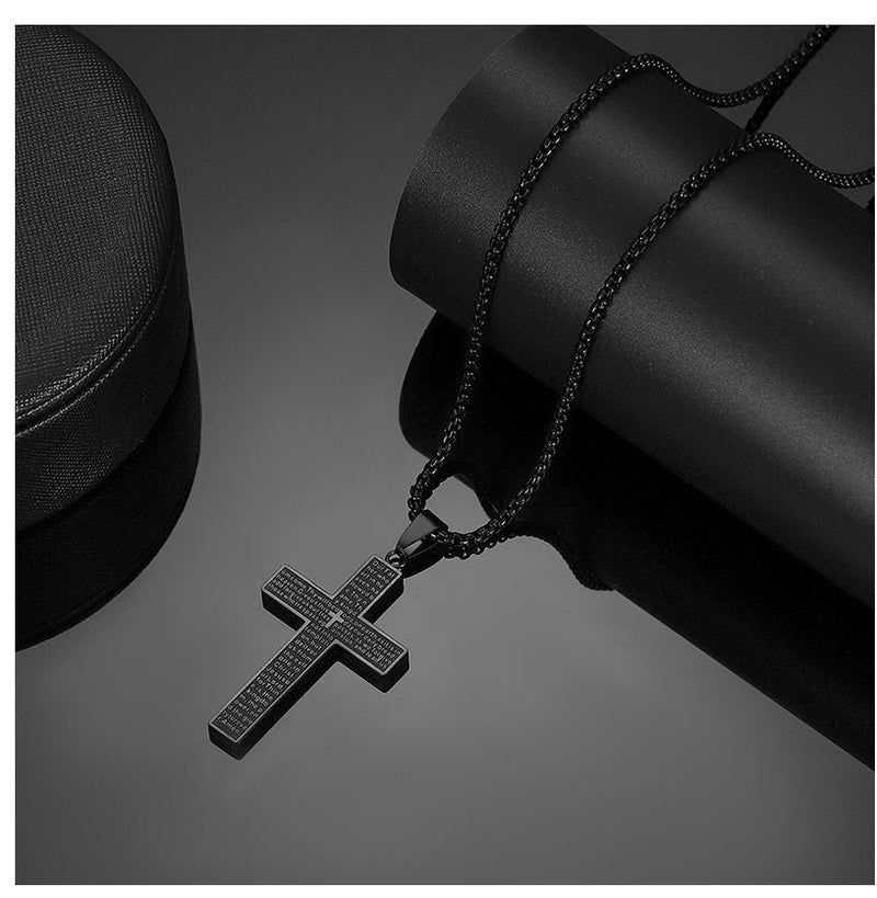 Christian The Lord's Prayer Cross Pendant Necklace For Men