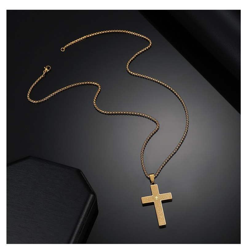 Cross Pendant Necklace For Men Our Father Who Art In Heaven Jewelry