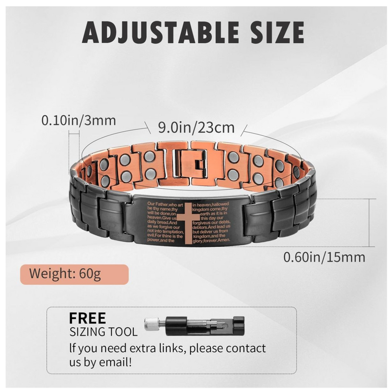 Ultra Strength Magnetic Copper Mens Cross Bracelets