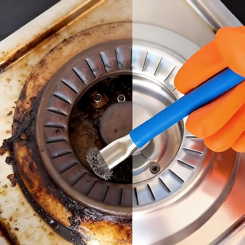 Dual-Head Stainless Steel Cleaning Brush, Multi-Purpose Stove & Gap Cleaner - 1 Piece