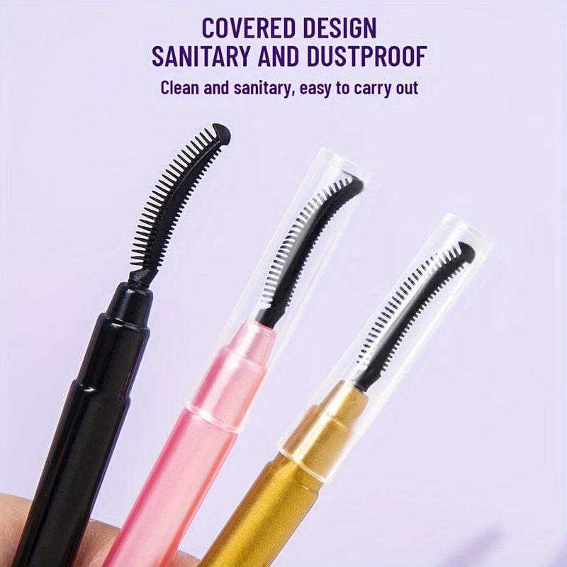 Silicone Eyelash Brushes With Caps, Portable Mascara Combing Makeup Tools