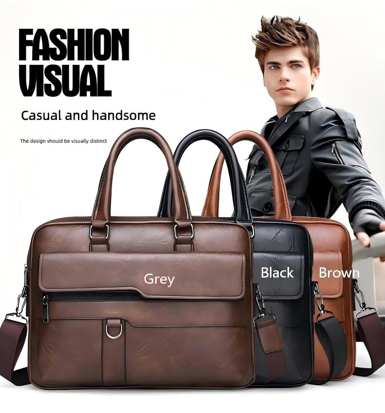 Men Bag Briefcase Laptop Bag - Leather Business Handbag Crossbody Shoulder