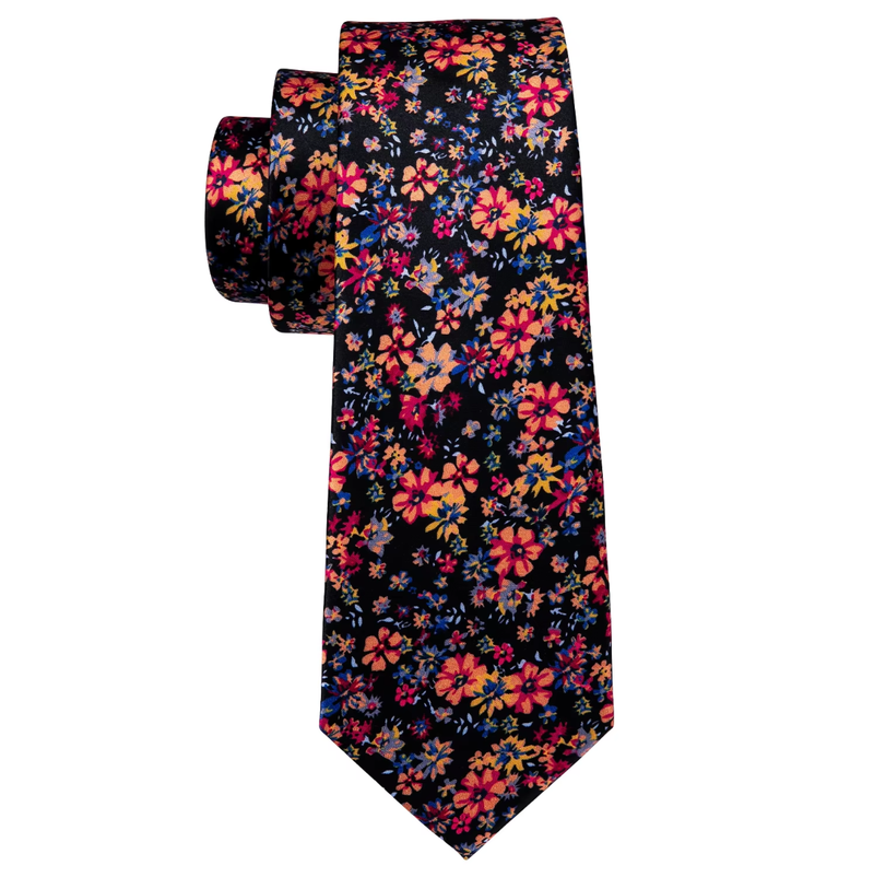 IPSTYLE Red Print Men Tie Set Silk Jacquard Floral Wedding Business Necktie