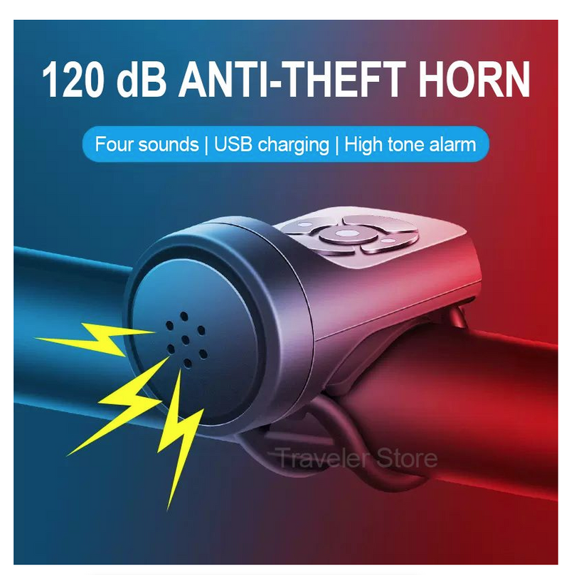 Bicycle Horn Electric Bike Bell 120DB Waterproof Bike Horn USB Rechargeable