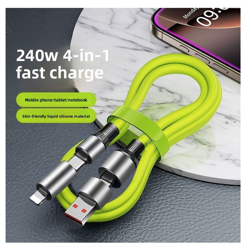 4-In-1 Super Fast Charging Cable Mobile Phone Data Cable Double-Head