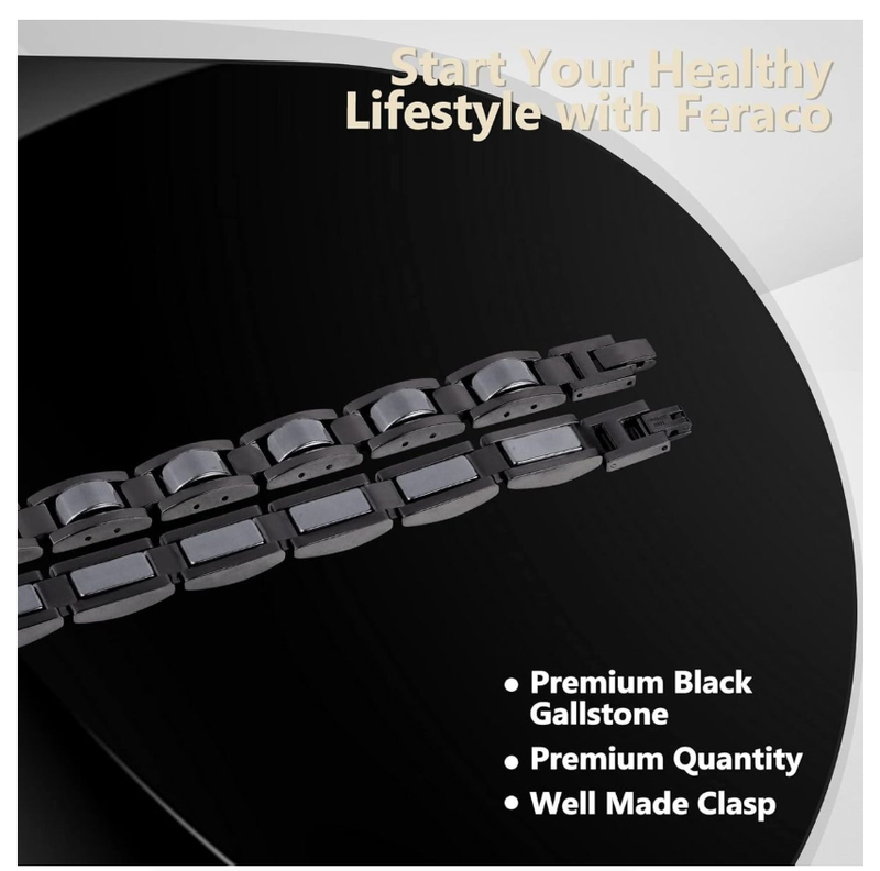 Titanium Steel Hematite Magnetic Bracelet Men Stainless Steel Link Bracelet