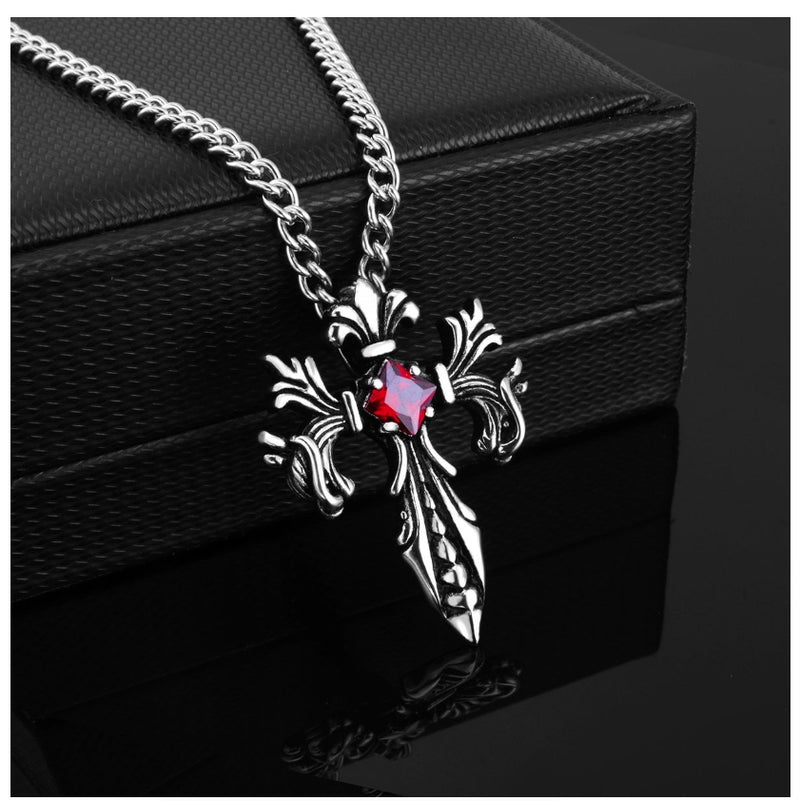Double Dragon Cross Necklace Fashion Retro Christian Jesus Cross