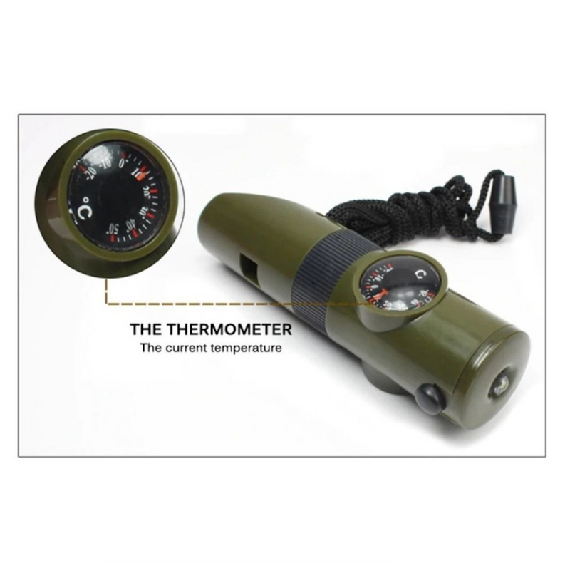 7 in 1 Jungle Survival Whistle Hiking Whistle Compass Mirror Flashlight