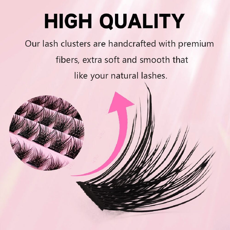 Lash Clusters Lash Curl Extension Kit with Lash Bond &Tweezer (8-16mm) Mixed Length Lash Clusters to Get Different Lash Styles, Easy to Apply for Beginners, Looks Real & Natural