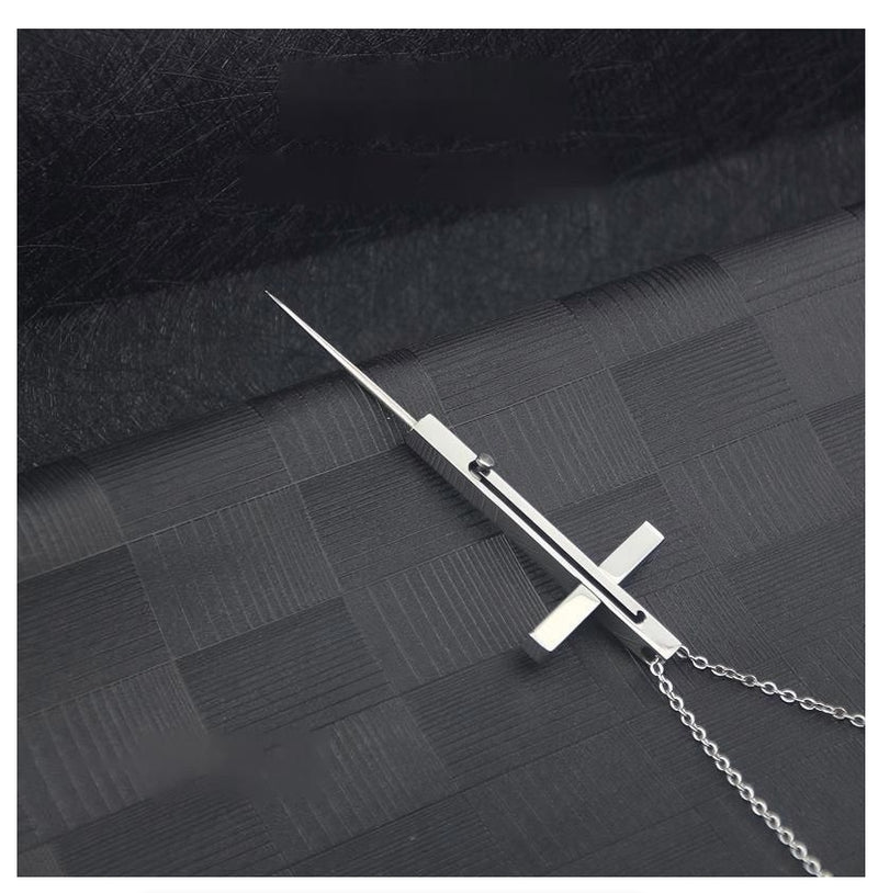 Square Retractable Toothpick Portable Necklace Men's Necklace Gift Birthday