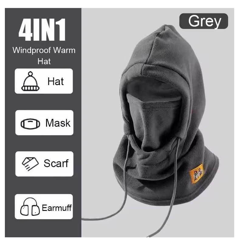 Winter Warm Hooded Hat Windproof Thickened Polar Fleece Ski Cycling Neck