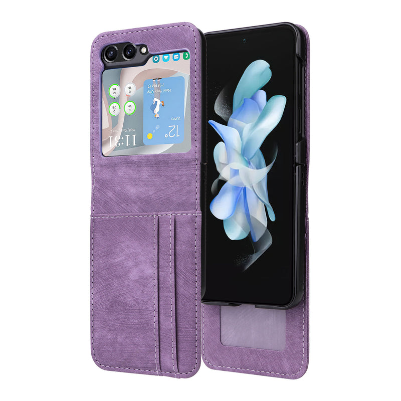 Flip Cover for Samsung Galaxy Z Flip5 PU Leather Phone Case [RFID Blocking] With Hand Strap