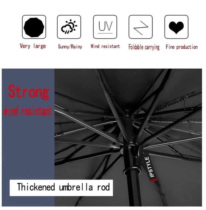 130CM Oversized Folding Umbrella Windproof and Waterproof Large Sun Rain