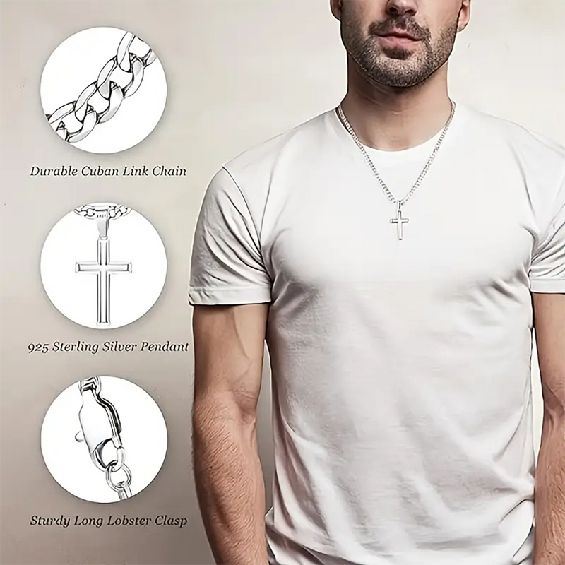 Cross Necklace for Men Woman Durable Cuban Crucifix Pendant Necklace