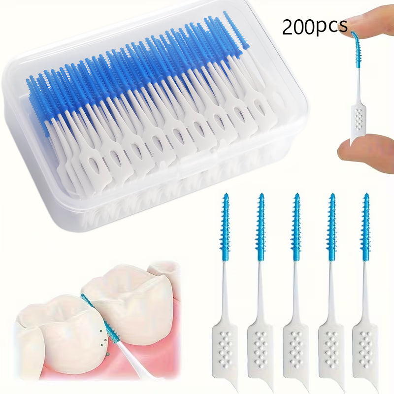 Mint Flavored Interdental Brushes, Soft Gel Dental Floss Picks For Plaque Removal