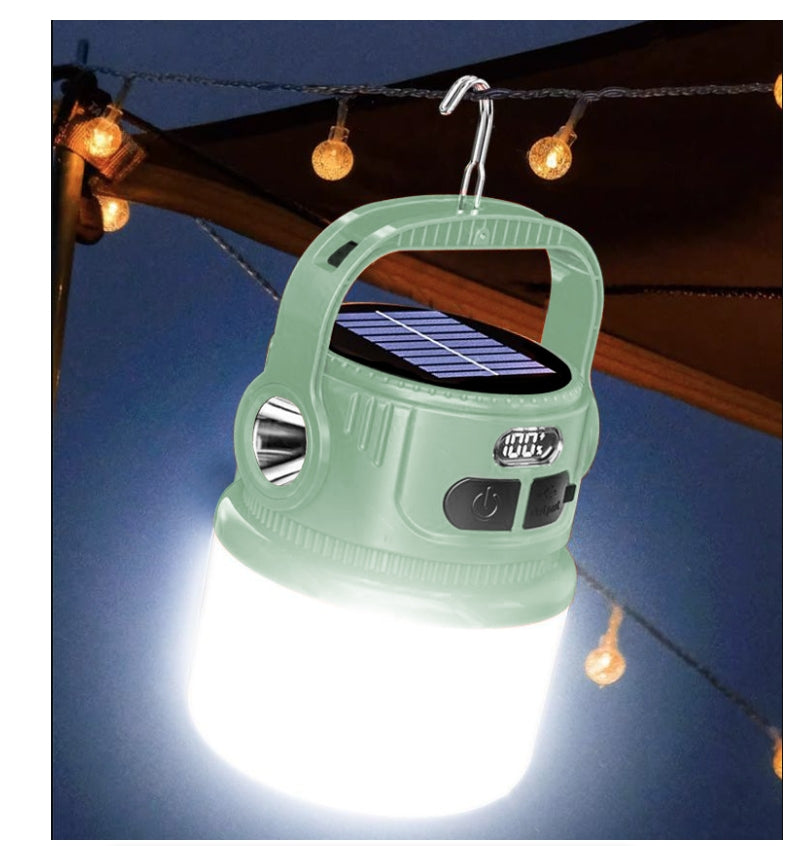 LED Camping Lamp Solar & USB Dual Light Source for Outdoor Garden BBQ