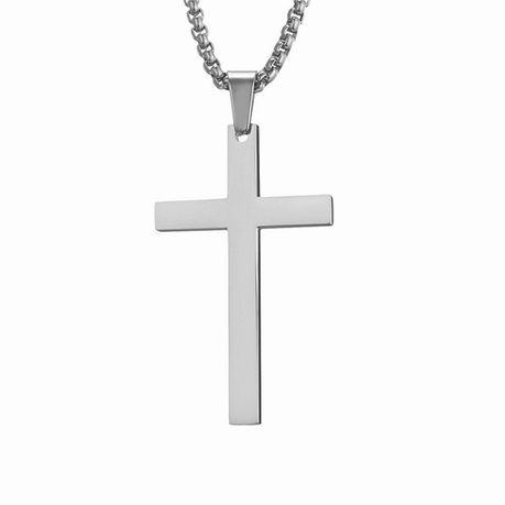 Cross Necklace for Men - Plain Cross Pendant Necklace