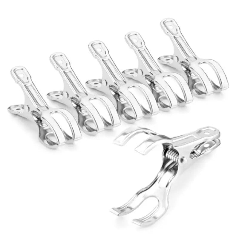 12Piece Stainless Steel Windproof Clothespins With Hooks, Laundry Hanger Clips